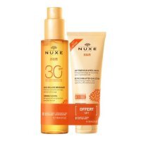 NUXE Sun Zestaw Olejek do opalania twarzy i ciała SPF30, 150ml + Balsam po opalaniu, 100ml