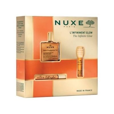 NUXE Zestaw GLOW Huile Prodigieuse® Or Suchy olejek, 50 ml + Olejek do ust, 10 ml + Roll-on, 8 ml