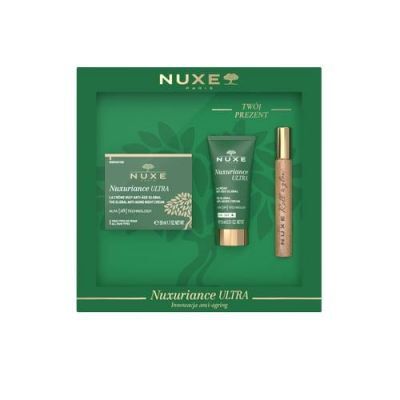 NUXE Zestaw Nuxuriance Ultra Krem przeciwstarzeniowy na noc, 50 ml+ Krem przeciwstarzeniowy na dzień, 15 ml + Rozświetlający olejek ze złotymi drobinkami, 8 ml