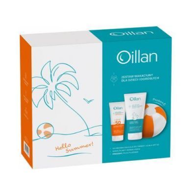 OILLAN Sun Zestaw Ochronna emulsja do twarzy i ciała z filtrem SPF50, 100ml + Dermo-krem, 200ml + piłka plażowa KRÓTKA DATA 31.07.2026