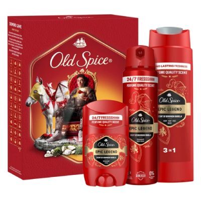 Old Spice Epic Legend Zestaw prezentowy dla mężczyzn: Żel pod prysznic i szampon do włosów 3w1, 250 ml + Dezodorant w sztyfcie, 50 ml + Dezodorant w sprayu, 150 ml