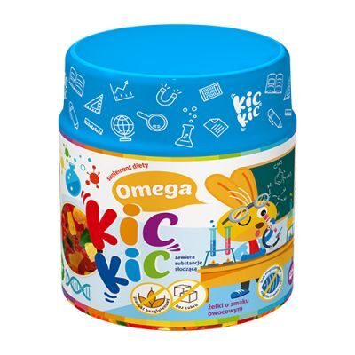 Omega Kic Kic żelki o smaku owocowym bez cukru, 45 szt.