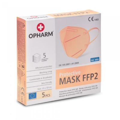 OPHARM Maska Ochronna FFP2 brzoskwiniowa, 5szt.