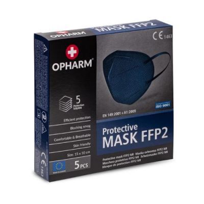 OPHARM Maska Ochronna FFP2 granatowa, 5szt.