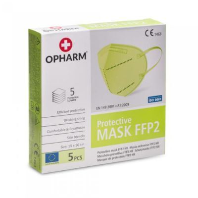 OPHARM Maska Ochronna FFP2 limonkowa, 5szt.