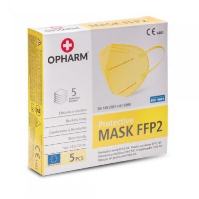 OPHARM Maska Ochronna FFP2 żółta, 5szt.