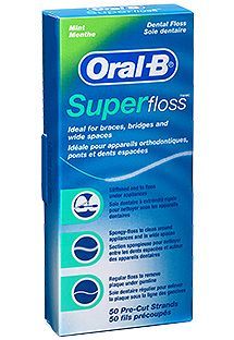 ORAL-B SUPER FLOSS Nić dentystyczna do czyszczenia aparatów ortodontycznych, mostów 50 odcinków