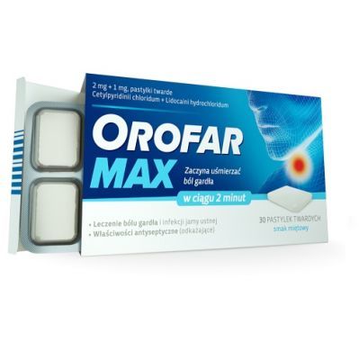 OROFAR MAX 30 pastylek, lek na ból gardła