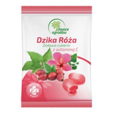 Owoce Ogrodów Ziołowe cukierki Dzika róża z witaminą C, 60 g