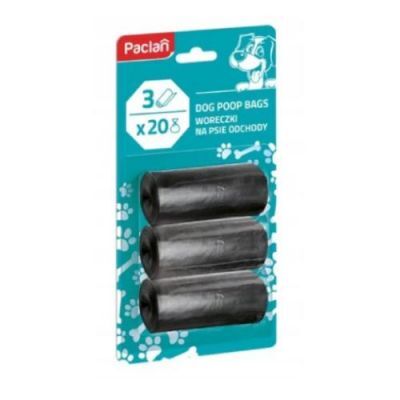 PACLAN Woreczki na psie odchody Doggy Bags, 3x20szt. kolor czarny