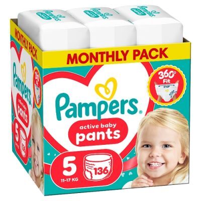 Pampers Active Baby Pants 5 Pieluchomajtki dla dzieci, 136 szt.