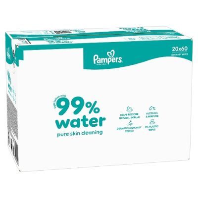 Pampers Aqua 99% Water Chusteczki nawilżane dla dzieci, 20 x 60 szt.