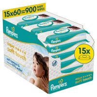 Pampers Aqua Soft Touch Chusteczki nawilżane, 15 x 60 szt.