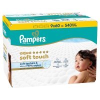 Pampers Aqua Soft Touch Chusteczki nawilżane dla dzieci, 9 x 60 szt.