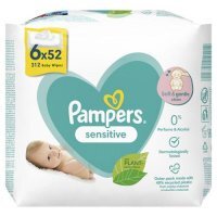 Pampers Chusteczki Nawilżane Sensitive, 6x 52szt.