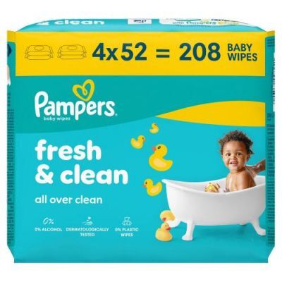 Pampers Fresh Clean Chusteczki nawilżane, 4 x 52 szt.
