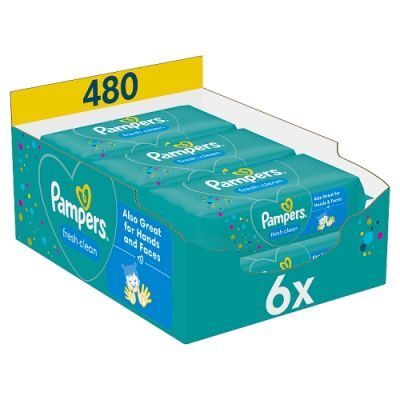 Pampers Fresh Clean Chusteczki Nawilżane, 6x80szt.