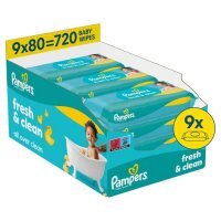 Pampers Fresh Clean Chusteczki nawilżane, 9 x 80 szt.