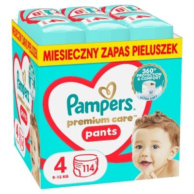 Pampers Premium Care Pants 4 Pieluchomajtki 9-15 kg, 114 szt.