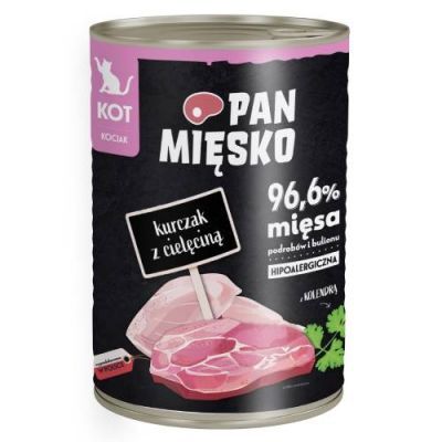 Pan Mięsko Karma mokra dla kota Kurczak z cielęciną (kociak), 400 g