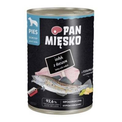 Pan Mięsko Karma mokra dla psa Indyk z dorszem (dorosły), 400 g
