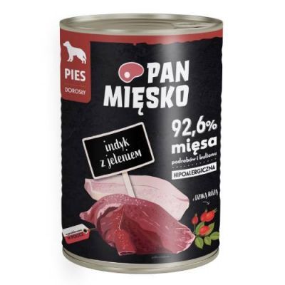 Pan Mięsko Karma mokra dla psa Indyk z jeleniem (dorosły), 400 g