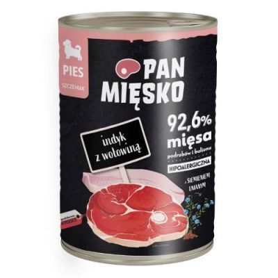 Pan Mięsko Karma mokra dla psa Indyk z wołowiną (szczeniak), 400 g