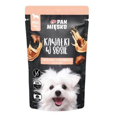 Pan Mięsko Karma mokra dla psa Kawałki w sosie Cielęcina z królikiem (dorosły), 150 g