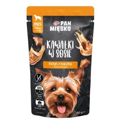 Pan Mięsko Karma mokra dla psa Kawałki w sosie Indyk z kaczką (dorosły), 150 g