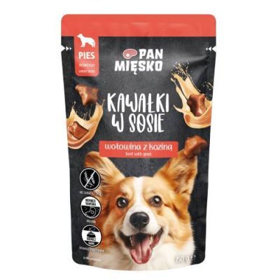 Pan Mięsko Karma mokra dla psa Kawałki w sosie Wołowina z koziną (dorosły), 150 g