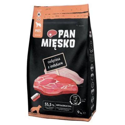 Pan Mięsko Karma sucha dla psa Cielęcina z indykiem (dorosły) chrupki M, 9 kg