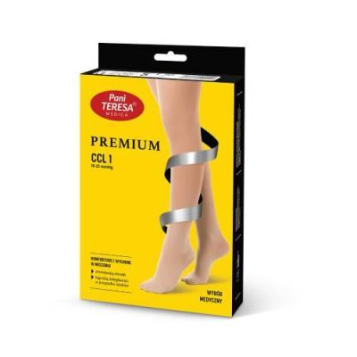 PANI TERESA Rajstopy medyczne uciskowe ciążowe PREMIUM, rozmiar V, CCL1 beż