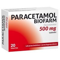 PARACETAMOL 500 mg 20 tabletek BIOFARM