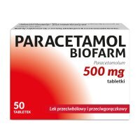PARACETAMOL 500 mg 50 tabletek BIOFARM bóle, gorączka