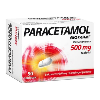 PARACETAMOL 500 mg 50 tabletek BIOFARM bóle, gorączka