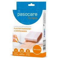 PASOCARE CLASSIC PLUS Plaster tkaninowy z opatrunkiem 1 m x 6 cm