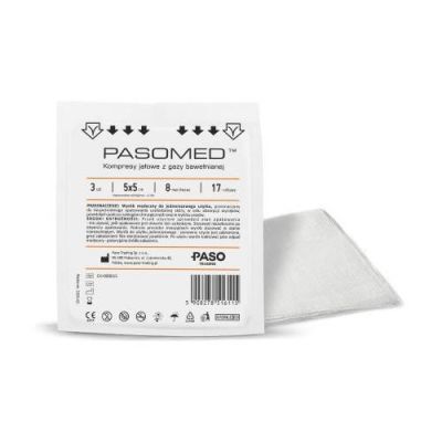 Pasomed Kompres jałowy 17-nitkowy 8-warstwowy 5x5cm, 3szt.