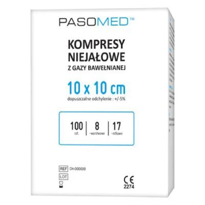 Pasomed Kompresy niejałowe 17 nitkowe 8 warstwowe 10 x 10 cm, 100 szt.