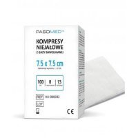 PASOMED Kompresy Niejałowe 13N 8W 7,5 cm x 7,5 cm, 100 szt.