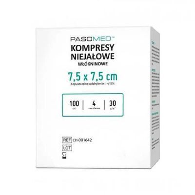 PASOMED Kompresy niejałowe włókninowe 4W 7,5 x 7,5 cm, 100 szt.