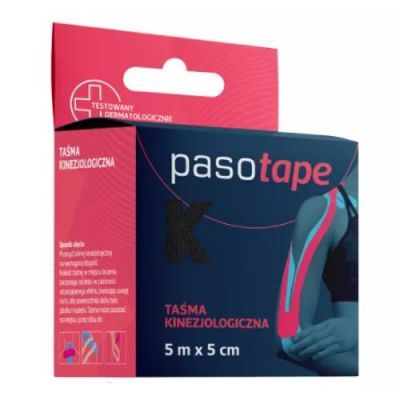 PASOTAPE Taśma kinezjologiczna do tapingu 5m x 5cm czarna 1 sztuka