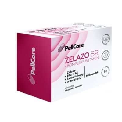 PellCore Żelazo Sr + Kompleks witamin, 60 kaps.