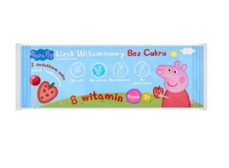 PEPPA PIG Lizak witaminowy bez cukru smak truskawkowy 1 sztuka