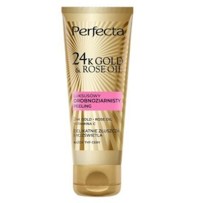 PERFECTA 24K Gold & Rose Oil Luksusowy peeling drobnoziarnisty do twarzy, 75g
