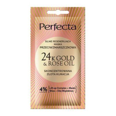 Perfecta 24K Gold&Rose Oil Maska do twarzy silnie regenerująca przeciwzmarszczkowa, 8 ml
