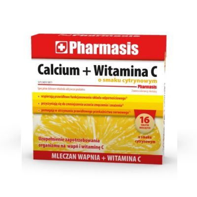 PHARMASIS CALCIUM + WITAMINA C smak cytrynowy 16 tabletek musujących