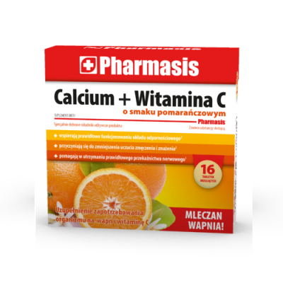 PHARMASIS CALCIUM + WITAMINA C smak pomarańczowy 16 tabletek musujących