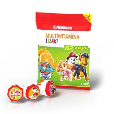 Pharmasis Lizaki Multiwitamina bez cukru Psi Patrol o smaku pomarańczowym, 8 szt