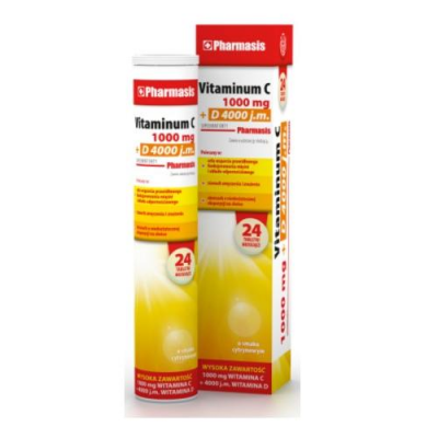 PHARMASIS VITAMINUM C 1000 mg + D4000 j.m. 24 tabletki musujące
