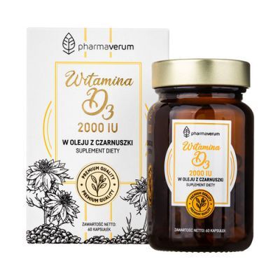 Pharmaverum Witamina D3 2000 w oleju z czarnuszki, 60 kaps.